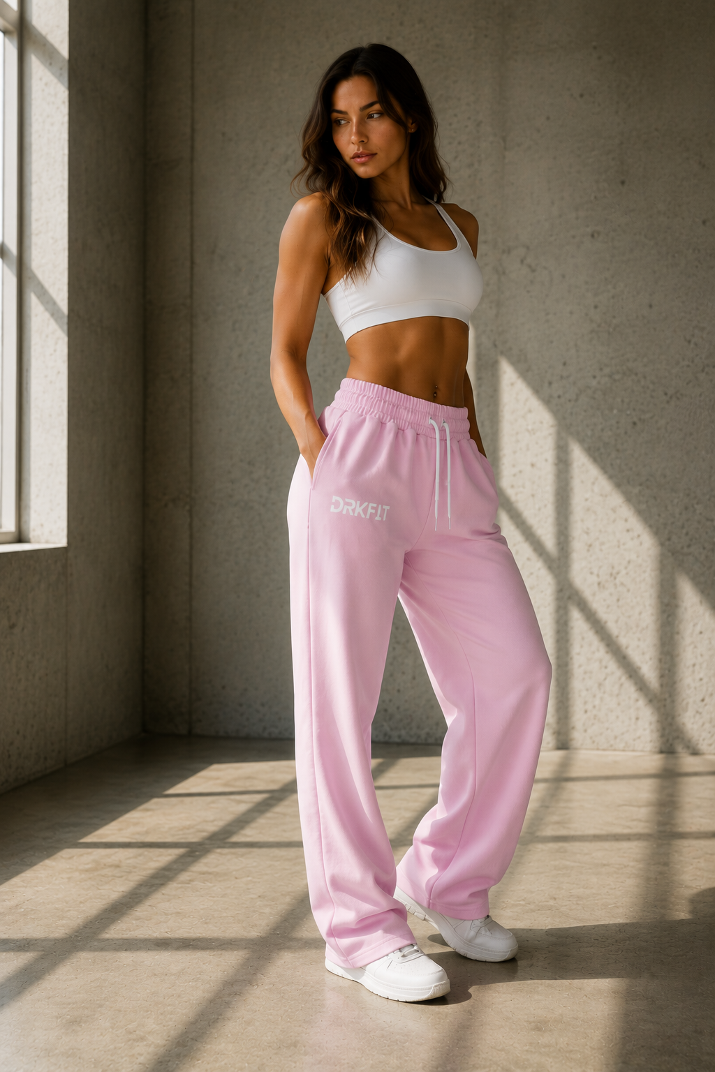 DRKFIT BABY PINK Wide-leg joggers